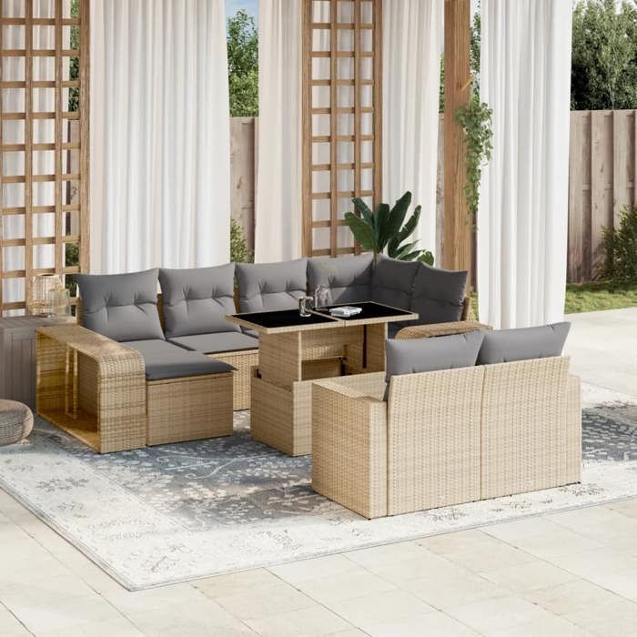 VidaXL Salon de jardin 11 pcs avec coussins beige résine tressée 3274582