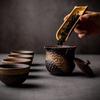 210ml Japanese Style Ceramic Gilded Teapot Vintage Old Rock Clay Coarse Pottery Kung Fu Tea Set