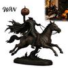 Vintage Style Resin Crafts Lighted Headless Horseman Statue, Light Up Riding Horse Warm Seasonal Gothic Decorations Glow LED Pumpkin Head Sculpture