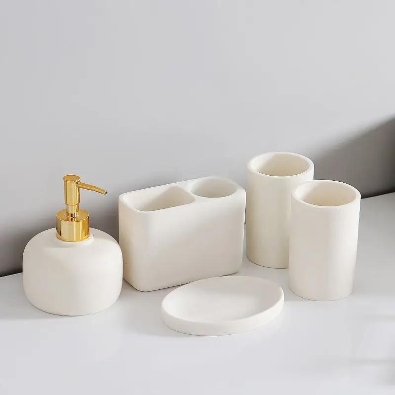 Nordic Ins Bathroom Toiletry Set Household Lotion Bottle Mouthwash Cup Toothbrush Holder Soap Dish Ceramic Soap Dispenser Modern