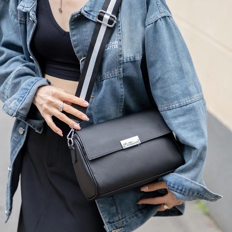 Autumn/Winter New Underarm Bag Women's Fashion Retro Cow Leather Crossbody Handbag High Quality Texture Luxury Shoulder Bag