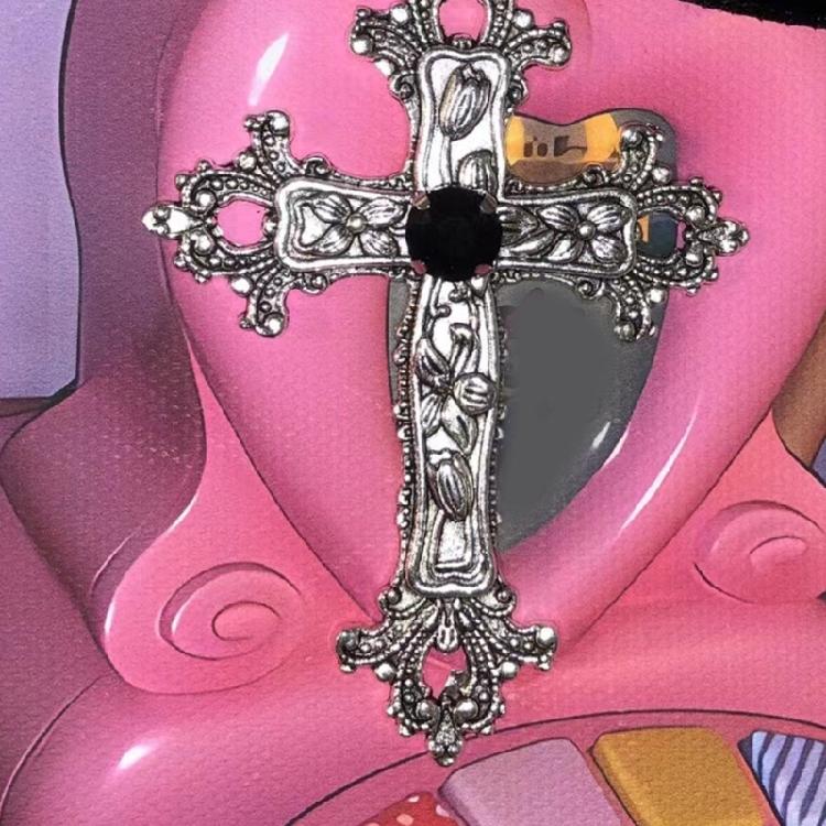 European and American Hip-hop Cross-shape Ribbon Necklace Punk Clavicle Chain