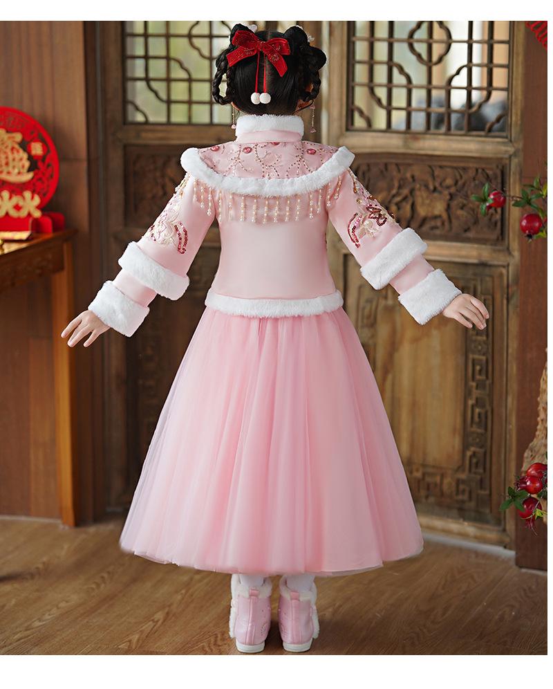 Vinter-Hanfu-klänning för flickor - Liten festlig outfit i kinesisk stil