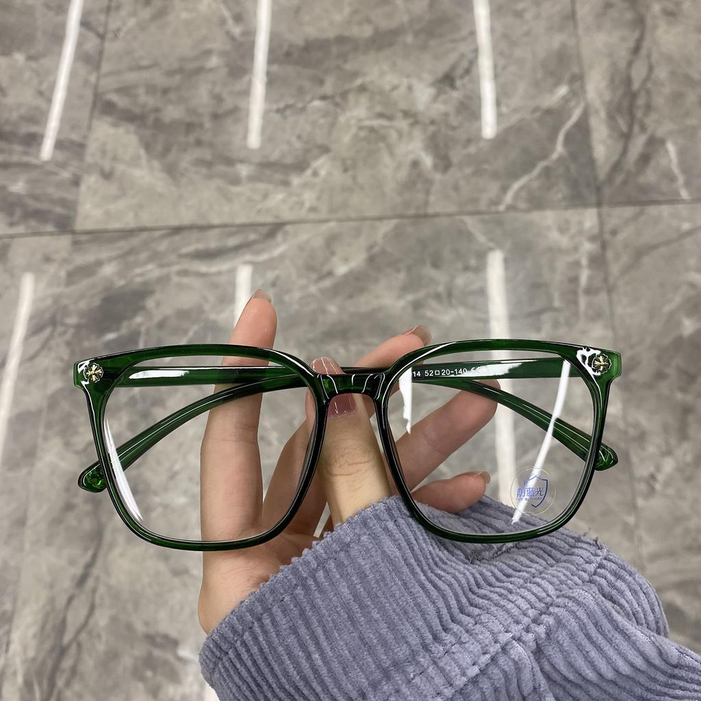 No Makeup Glasses, Women'S Round Face, Personalized Box, Large Frame, Transparent Frame, Anti-Blue Light And Anti-Radiation Flat Light Glasses.