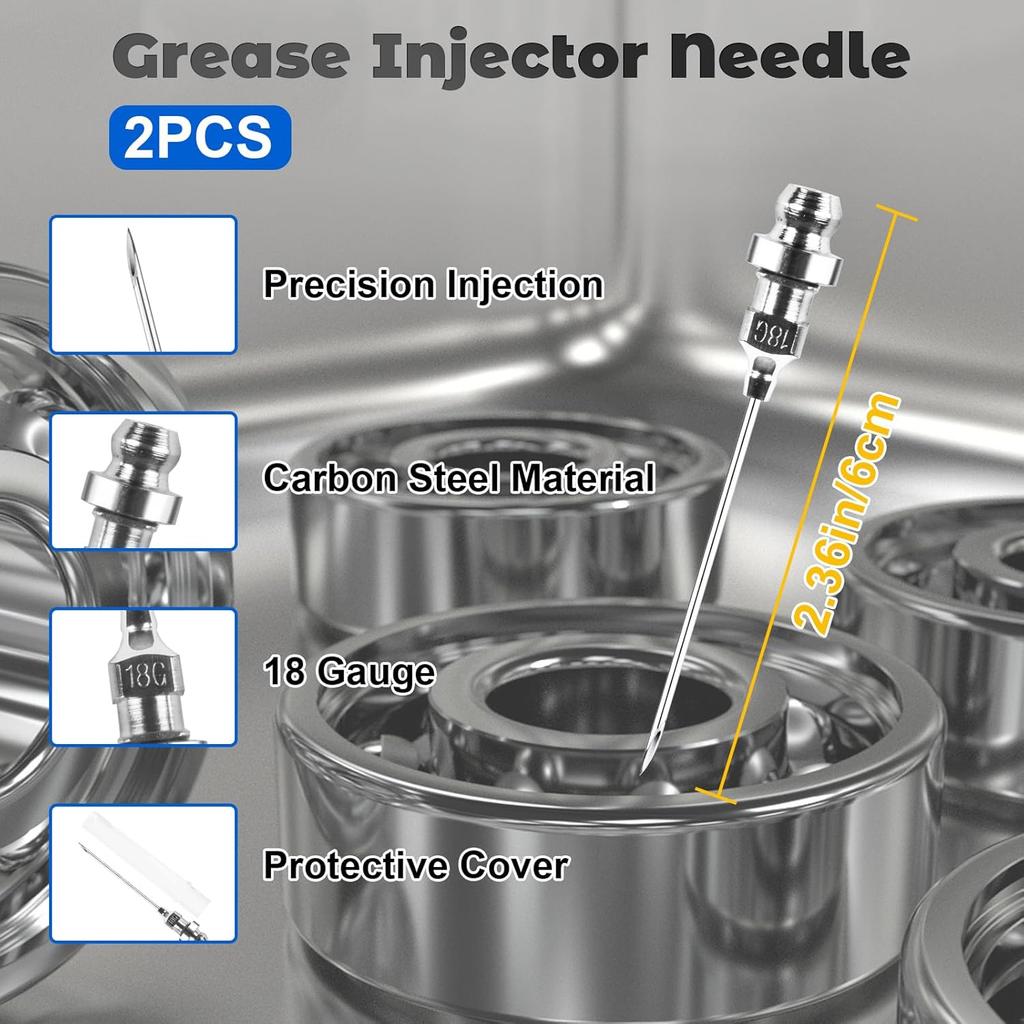 9PCS Grease Accessory Kit, Grease Coupler With Double Handles Coupler,90°Grease Coupler Adapter,Recessed Fitting Adapter,2 Needle Nozzles,3 Zerk