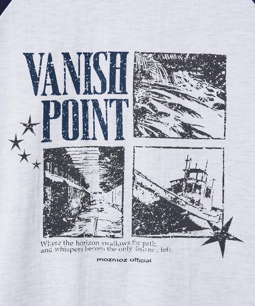 MOZMOZ Vanishing Point Raglan Graphic Short Sleeve T-Shirt Navy