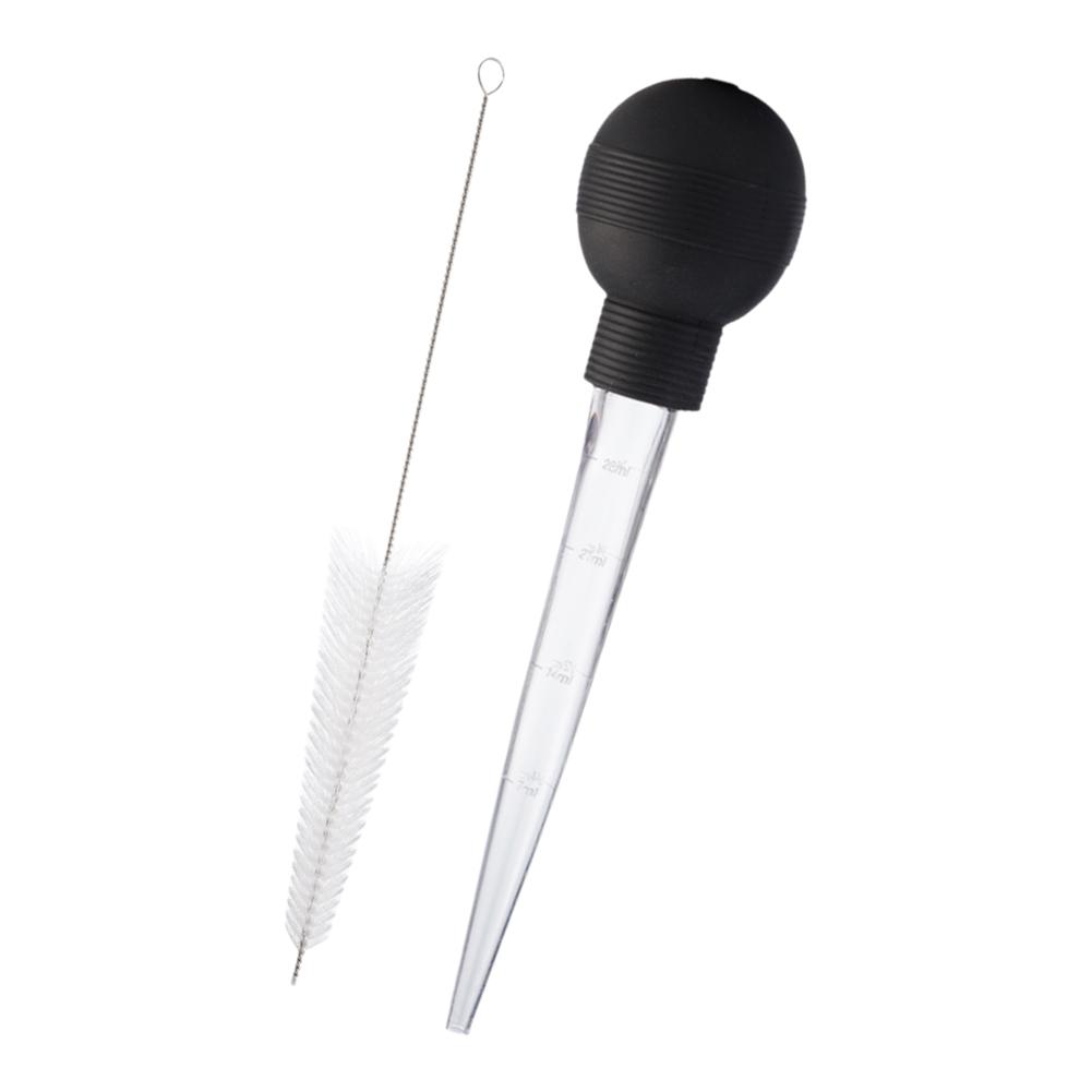 BBQ Meat Syringe Marinade Injector Turkey Chicken Syringe Sauce Tools Kitchen With Steel Needles Injection Brush W8C7