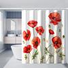 1pc Poppy Flower Sea Oil Painting Plant Print Shower Curtain Waterproof Polyester Fabric with Hooks Wall Bathtub Bathroom Decor