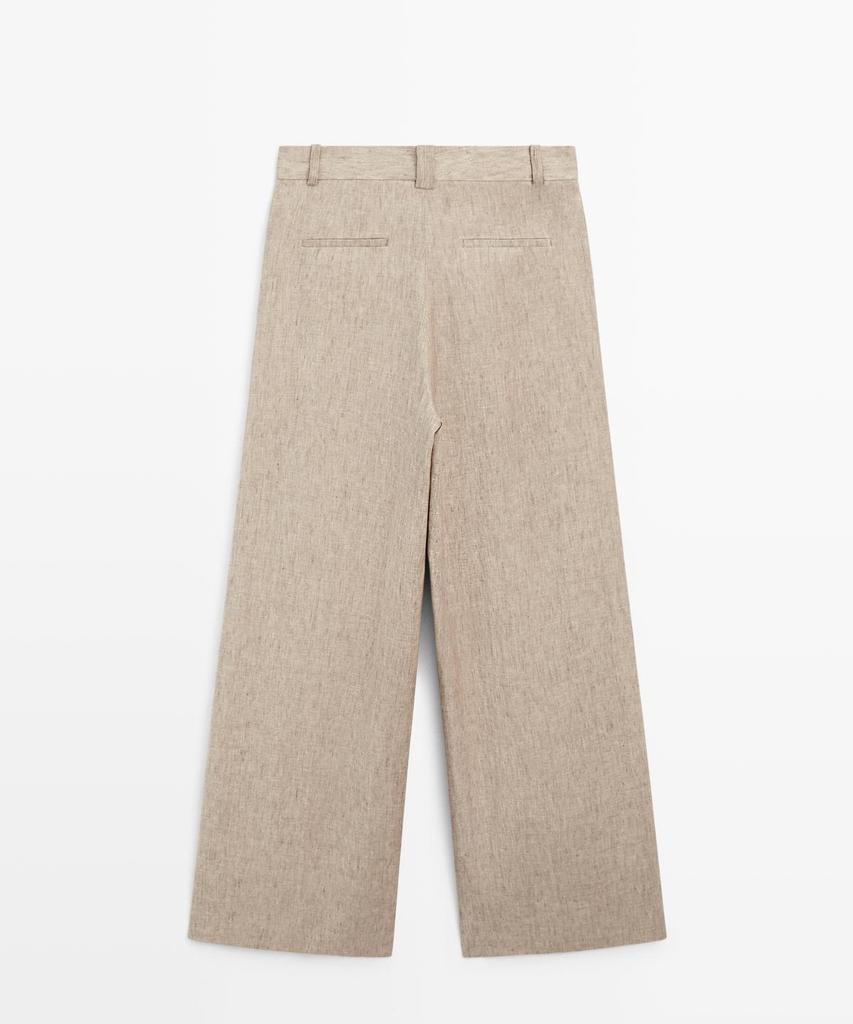 Masimodutti Melange Linen Pleated Pants