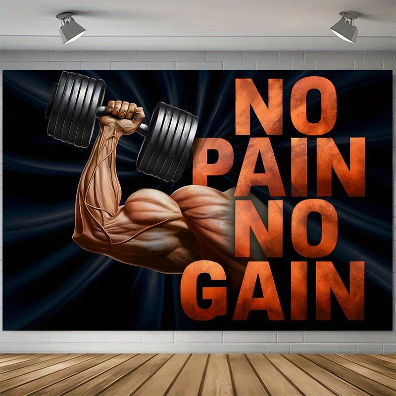 1 Piece of "Pain Free" Inspirational Polyester Background Fabric with Strong Arm Design, Suitable for Home, Gym, Club