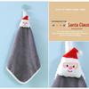 Christmas Cartoon Coral Fleece Hanging Hand Towel - Absorbent for Kitchen & Bathroom