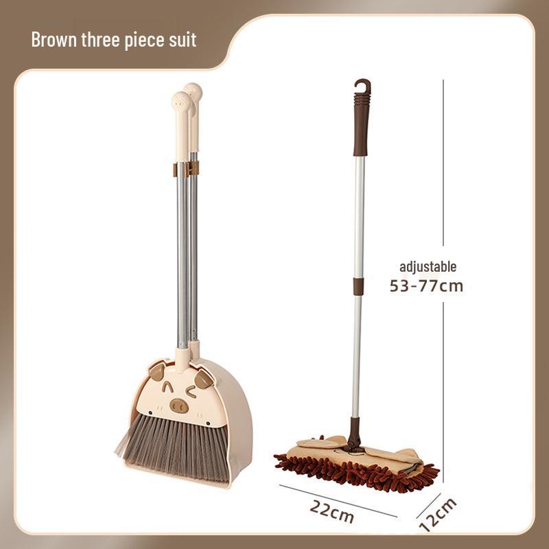 Kids' Pretend Play Cleaning Set: Broom, Mop, and Dustpan with Little Pig Design