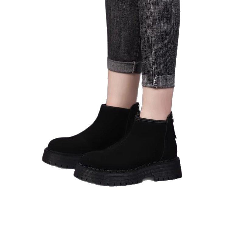 Height-increasing Snow Boots Cotton Shoes Autumn and Winter New British Style Retro Velvet Warm Short Boots Martin Boots