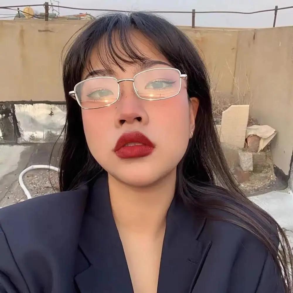 Metal Japanese Harajuku Glasses Oversized Gold Silver Black Anti-blue Glasses Vision Care Anti-blue Square Glasses Women Men