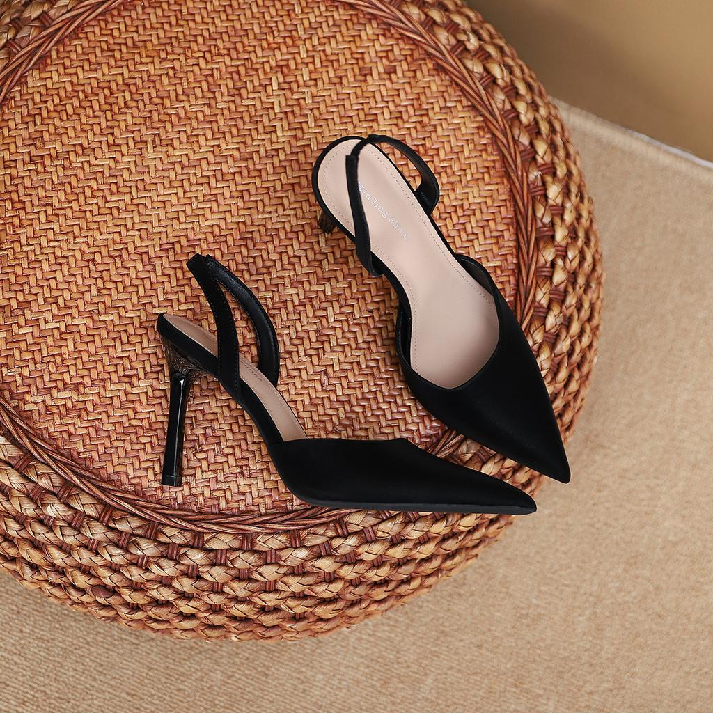2199-5 French pointed head bag head empty thin heel sandals women's new summer pointed small fragrant high heels women's shoes