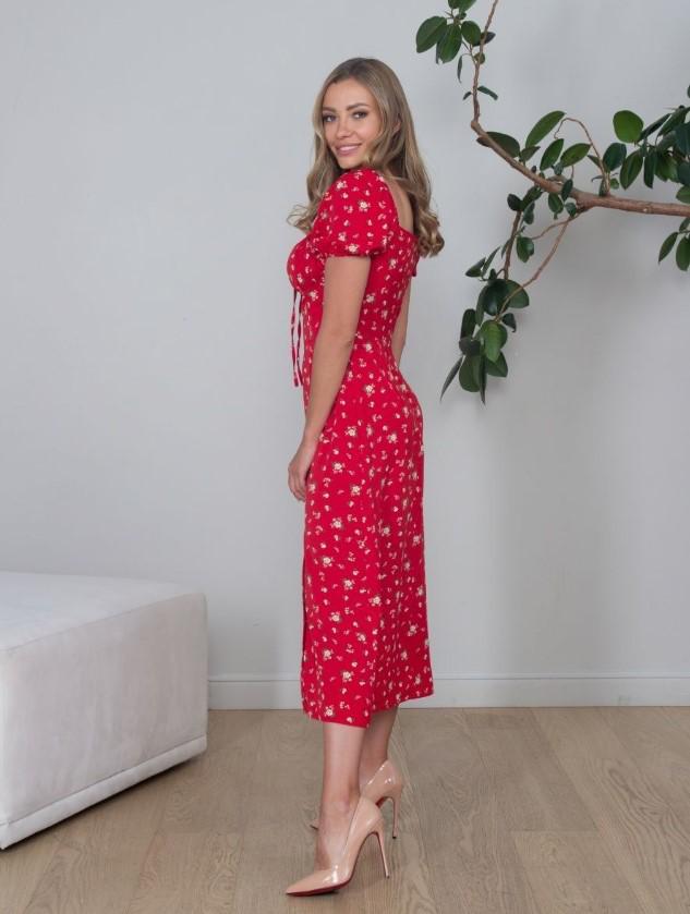 Women's Summer Floral Puff Sleeve Halter Dress with Square Neck