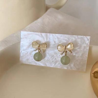 Vintage  Chinese Style Jade Earrings For Women Exquisite Imitation Jade Chalcedony Earrings