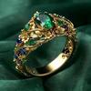 Hollow Carved Flower Inlaid Colorful Zircon Ring for Commuting, Elegant and Luxurious Light Style Ring