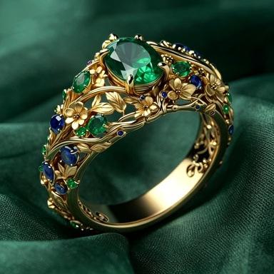 Hollow Carved Flower Inlaid Colorful Zircon Ring for Commuting, Elegant and Luxurious Light Style Ring