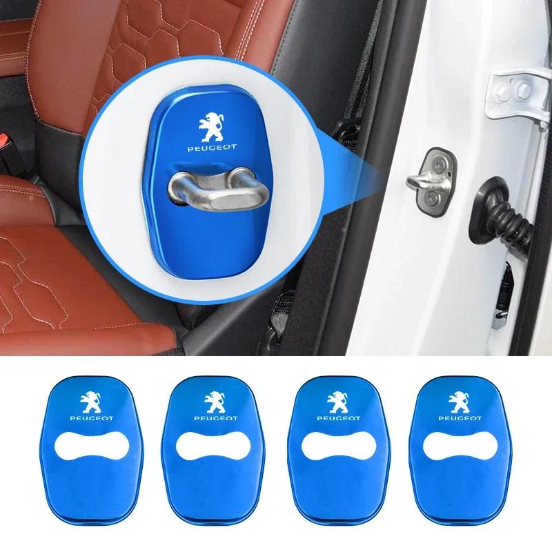 

2026 Hot Car Sticker 4PCS Car Styling Door Lock Cover Logo Stainless Steel Accessories For Peugeot 408 4008 308 3008 Rifter 5008