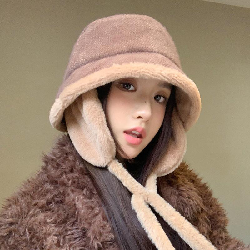 Velvet Thickened Warmth Lei Feng Hat Outdoor Cycling Windproof Ear Protection Hat Japanese Casual Big Head Surround Head Hat