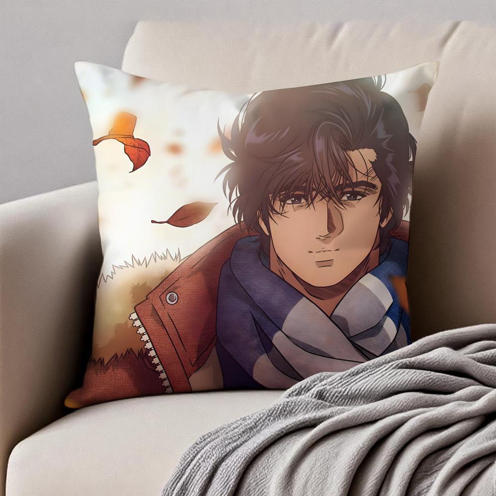 Fashion CCity Hunter SShinjuku Private Eyes Cushion Cover Pillowcase Antidustmite Invisible Zipper Short Plush Sofa Cushion