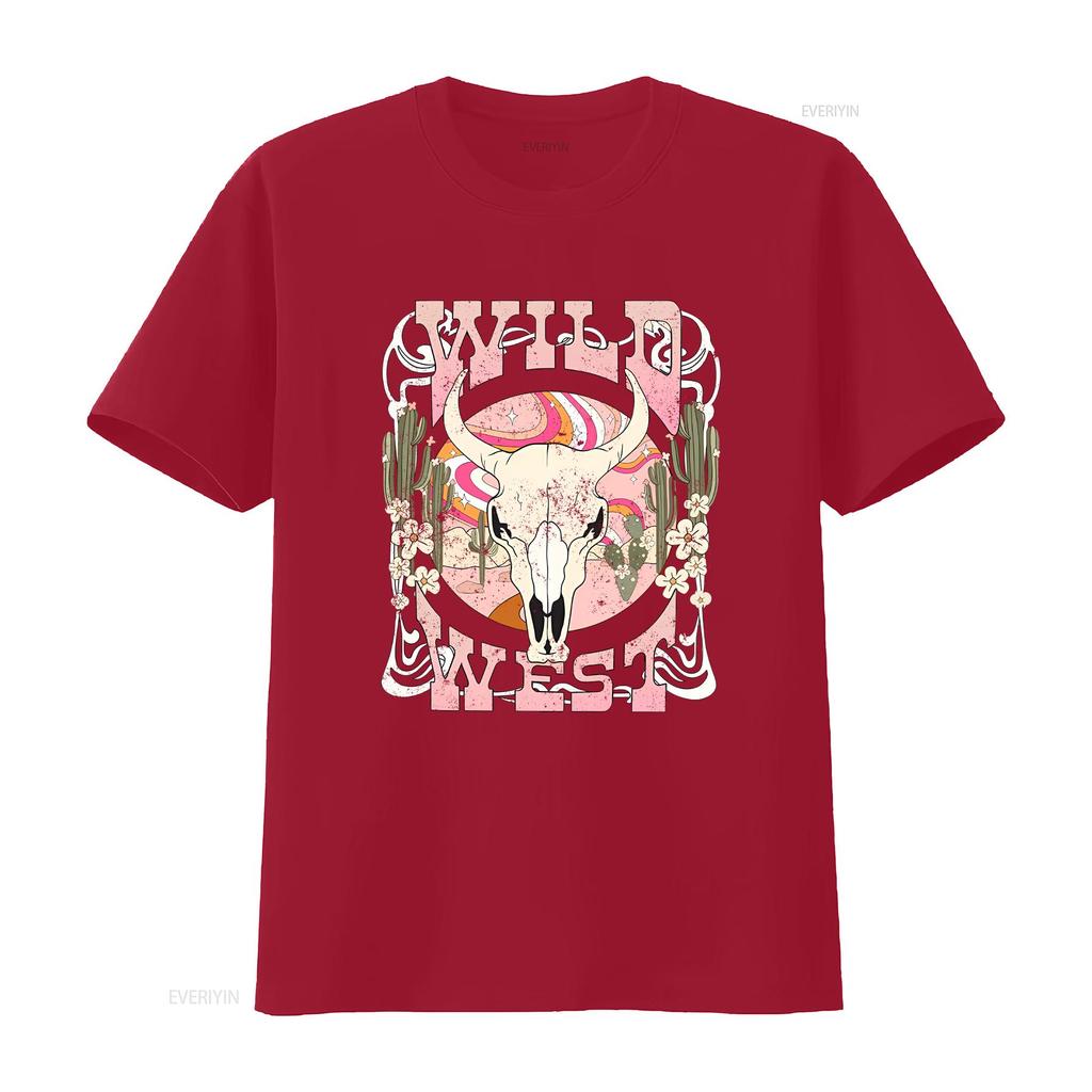 Country Concert T Shirt Wild West Cute Cowgirl Western Vibes Oversized for Women Vintage Washed Stretched Top For Everyday Wear