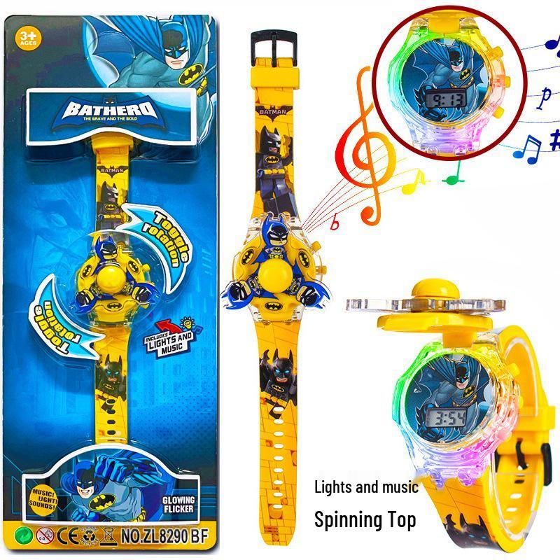 Deluxe Children's Cartoon Music Watch with Colorful Luminous Rotating Gyro - Electronic Toy Gift