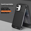 For iPhone 17 Case Lens Frame Kickstand Metal Frameless Phone Cover with Leather Card Slots