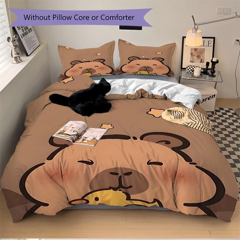 3pcs Anime Cartoon Design Comforter Set with One Quilt Cover and Two Pillowcases (No Core) - Home Decor, Festival Gift, Polyester Fabric, Suitable for