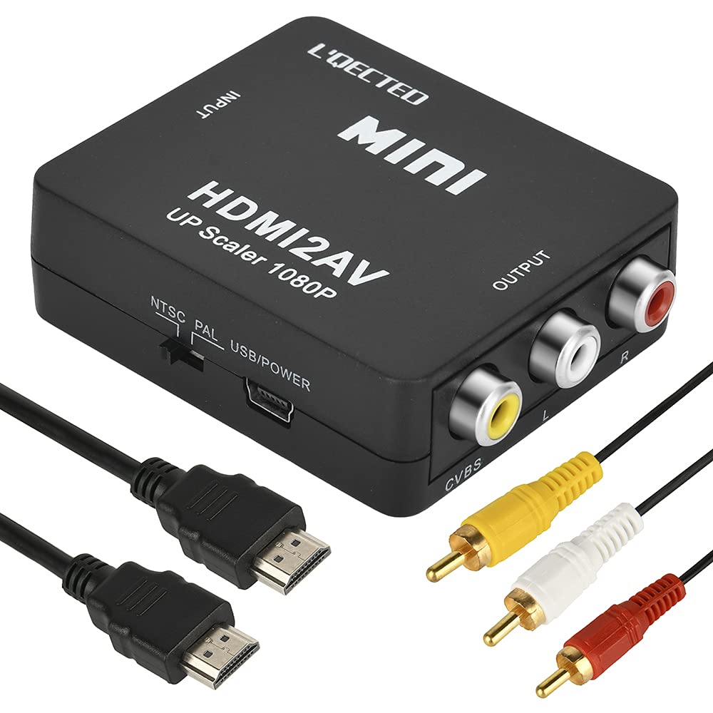 HDMI to RCA HDMI to AV Composite HDMI to RCA 1080P Audio HDMI to Analog Converter Compatible with Car Navigation and Includes Cables to RCA L'QECTED