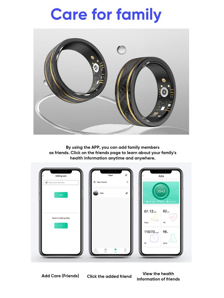 W8 Carbon Fiber Smart Ring: Sensorless Heart Rate, Blood Oxygen & Sleep Monitor, Waterproof Sports Wearable