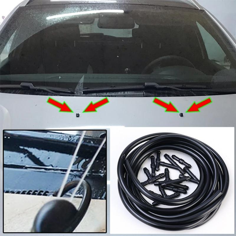 Car Wiper Spray Hose Set 2M Windshield Washer Hose T Y I-Piece Tube Pipe Splitter Connector Universal Auto Rubber Hose Connector