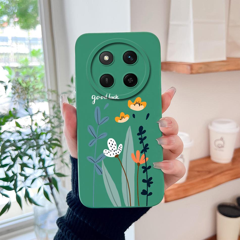 

Flower Case For Honor Magic 7 Lite 5G Soft Smooth Liquid Silicone Phone Shell For Magic7 Lite Protective Back Cover For Woman HONOR Magic7 Lite