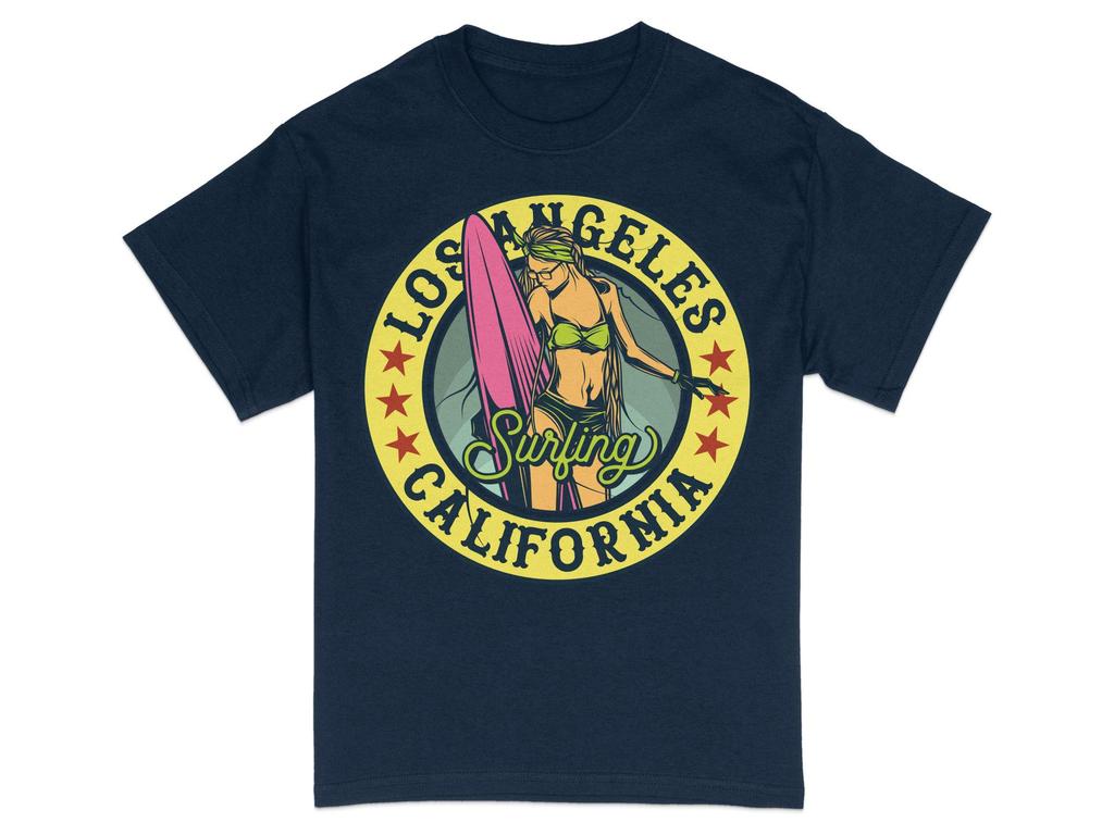 Vintage Los Angeles Surfing TShirt Retro Surfer Style Apparel Summer Mens and Womens Loose and Breathable Tshirt Top