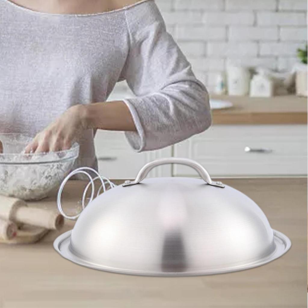 Round Basting Cover 12.6'' with Handle Grilling Stainless Steel Cheese Melting Dome for Steak Cooking Kitchen Burgers Sandwiches