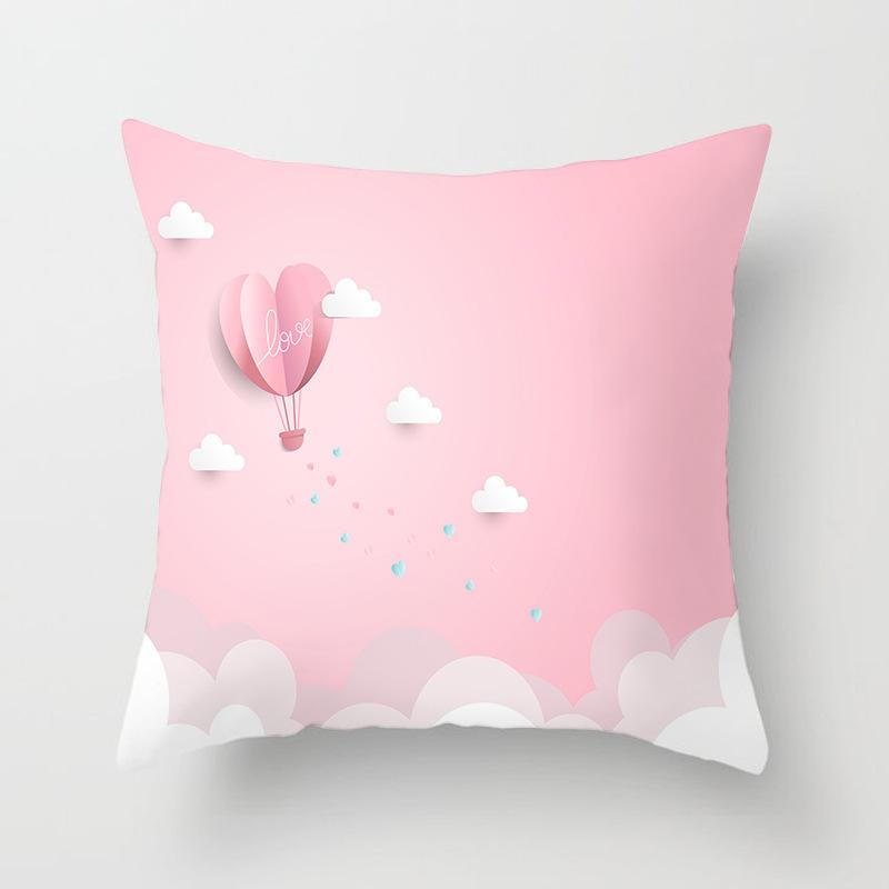 Home Decor Eiffel Tower & Balloon Paris Themed Pillow Covers Pattern Cushion Cover Suitable for Sofa Bedroom Car Pillow Cover