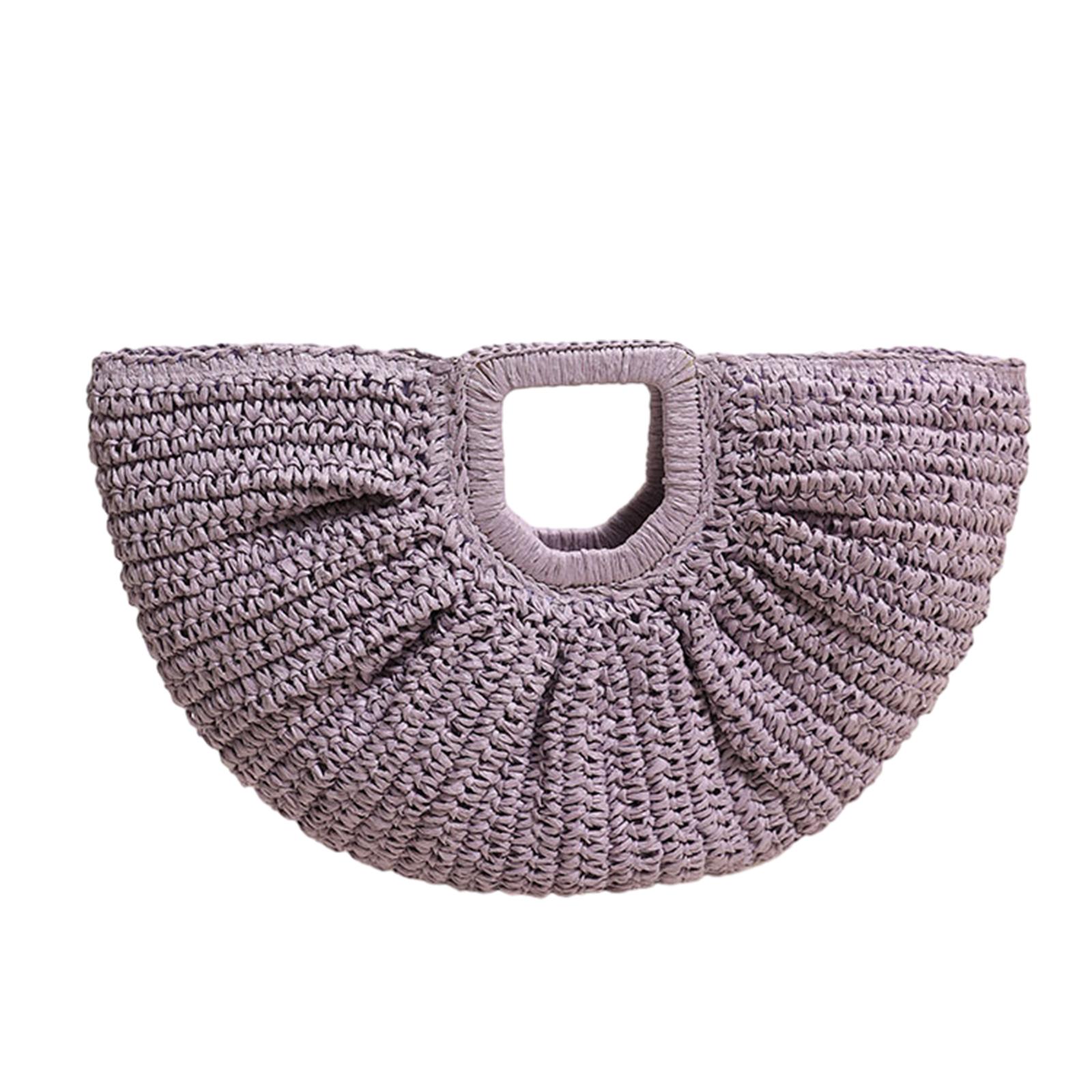 

Стильная плетеная пляжная сумка для женщин, вечерняя сумочка-клатч, большая вместительная сумка с лунным узором фиолетовый