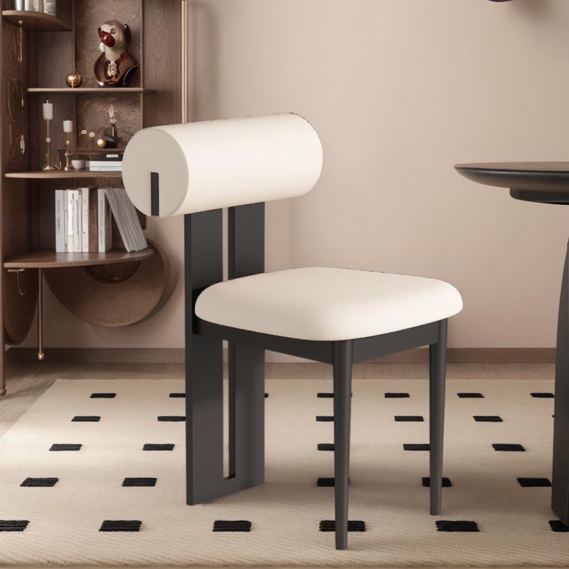 Nordic Solid Wood Dining Chair with Upholstered Soft Backrest - Cotton & Linen Fabric, Designer Style for Home or Cafe Use