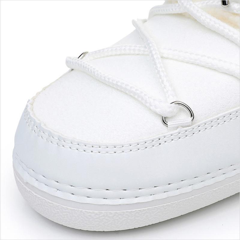 Fashion Winter Fluffy Women's Snow Boots Outdoor Faux Fur Cotton Boots Waterproof Middle Calf Platform Shoes Female Ski Boots