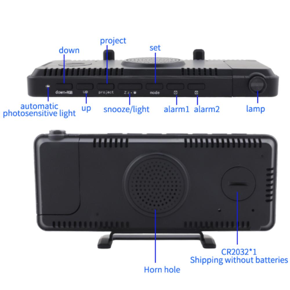 Projection Alarm Clock Digital Mirror Clocks with 180 degrees Rotatable Projector RGB Color Digital LED Display 6 Display Brightness Dual Alarm