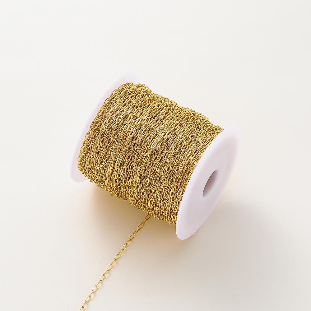 14k/18k pozlacený měděný řetízek s dlouhou životností barvy, masivní obdélníkový článek, pro výrobu DIY šperků, náhrdelníků