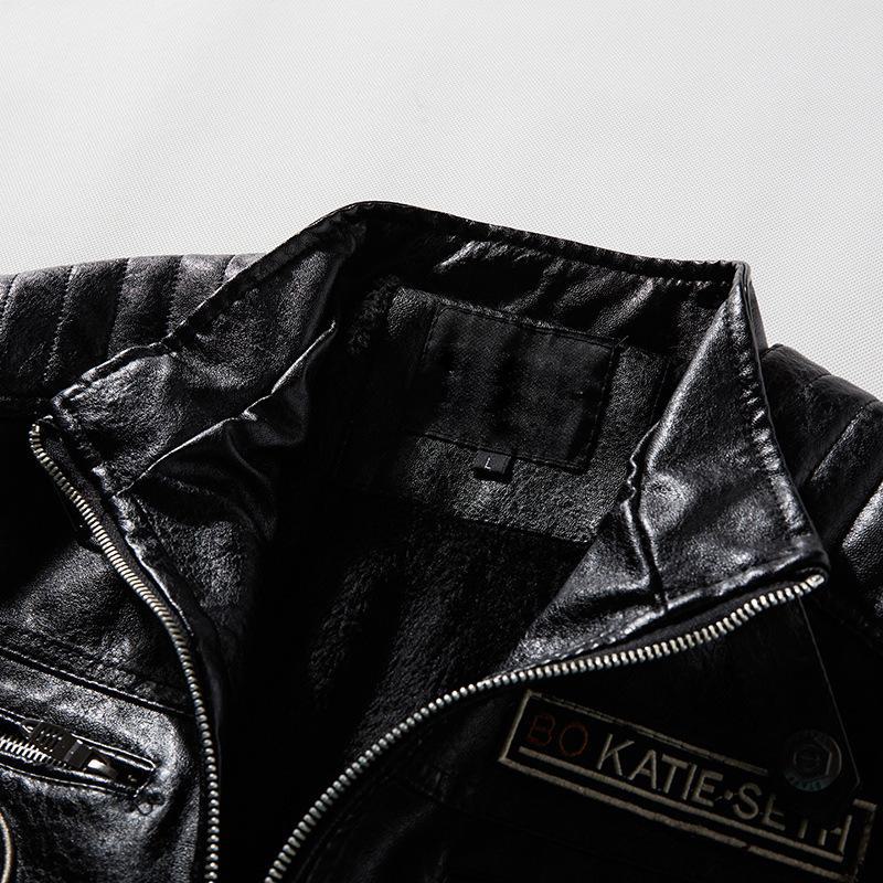 Men's 2020 PU Leather Motorcycle Jacket with Modern Tough Guy Style and Velvet Lining