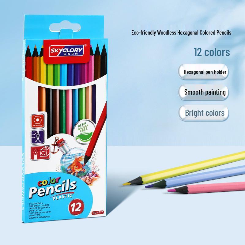 Eco-Friendly Hexagonal Oil-Based Colored Pencils - 48 Color Set for Students
