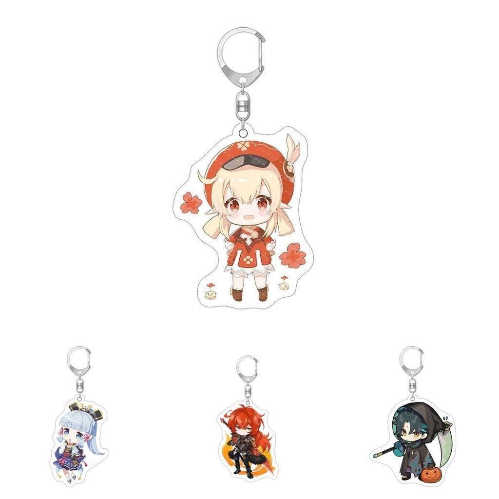 Cute Genshin Impact Key Chain Anime Cartoon Kawaii Keyring Pendant Acrylic Gift
