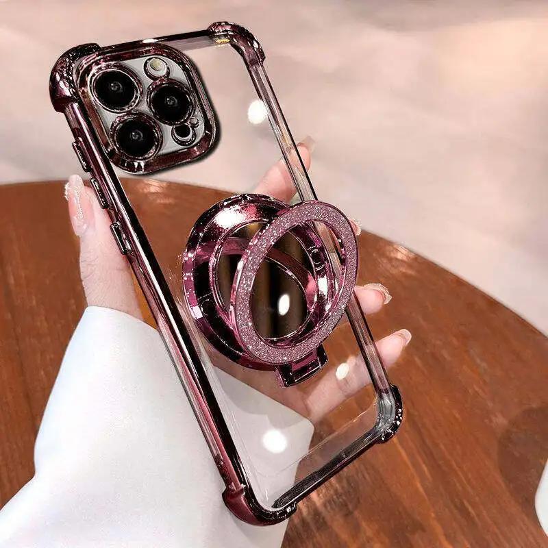 Custodia Specchio per Trucco Glitterata Per Samsung Galaxy S26 Ultra S25 FE S24 S23 Plus A57 A37 A17 A56 A36 A55 A54 A16 A35 Supporto Placcato