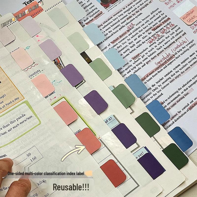 Gradient Index Tabs: Transparent Sticky Notes with Writable Labels and Strong Adhesive