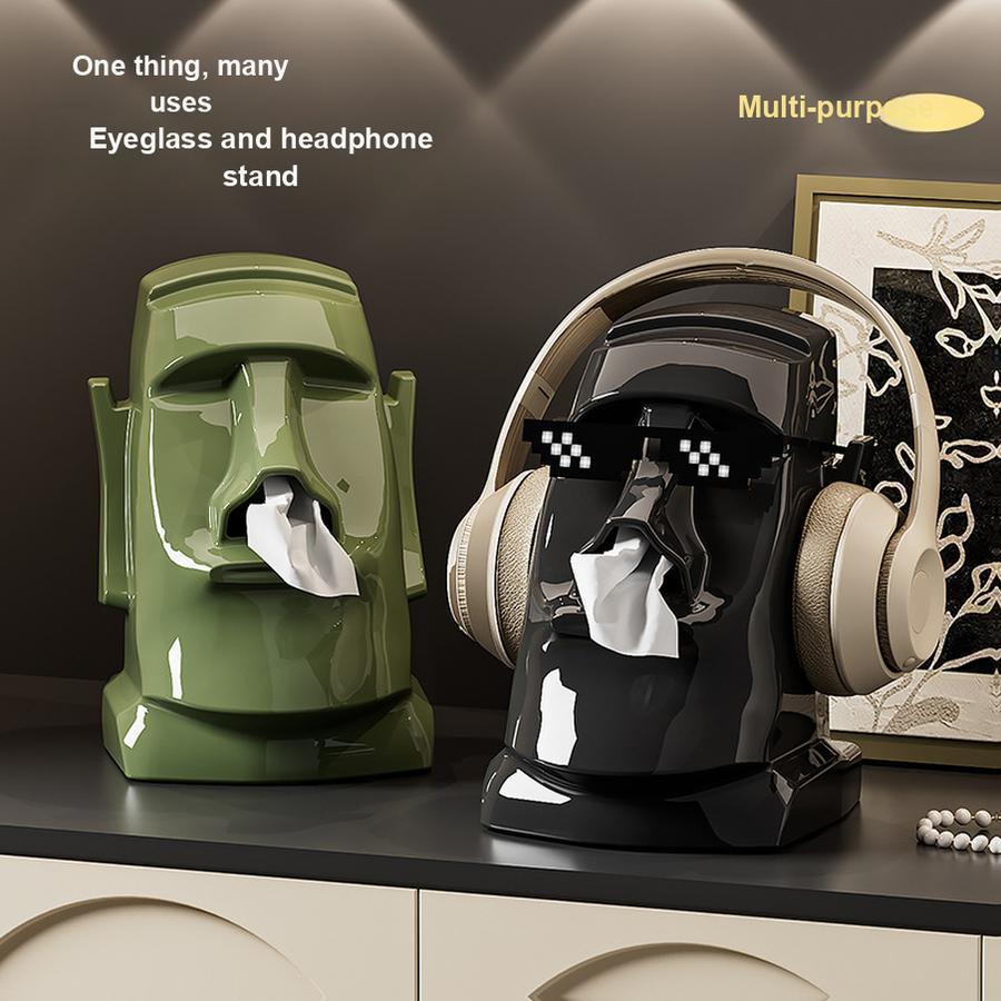 Creative Paper Towel Box with Headphone Holder for Home, Multi-Functional Desktop Organizer for Living Room Bedroom