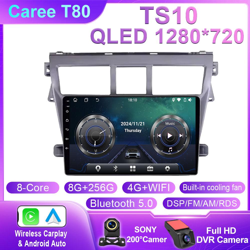 Car Android Auto For Toyota VIOS Yaris 2007 2008 2009 2010 - 2012 Car Radio Stereo Multimedia Player Carplay Auto GPS Navigation