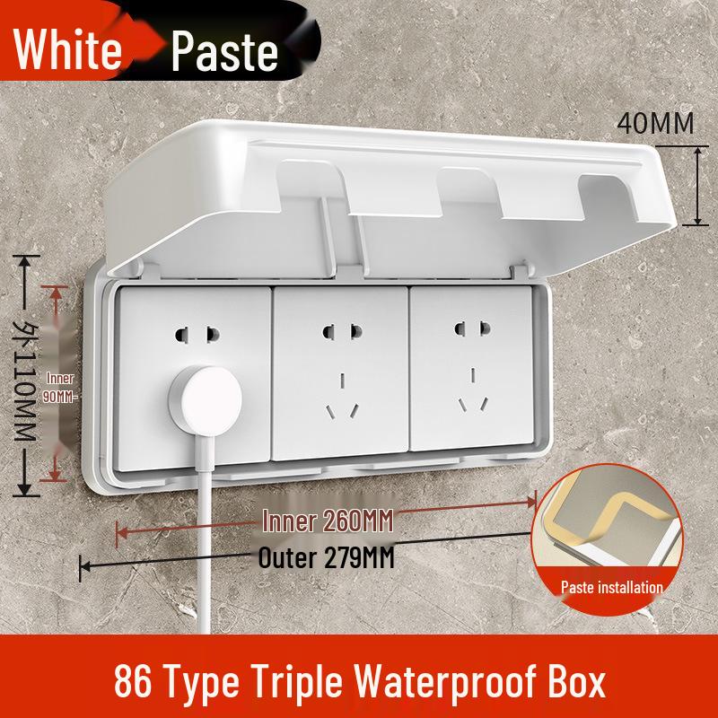 Type 86 Waterproof Bathroom Switch Socket Cover - Transparent Adhesive Splash Box for Power Protection